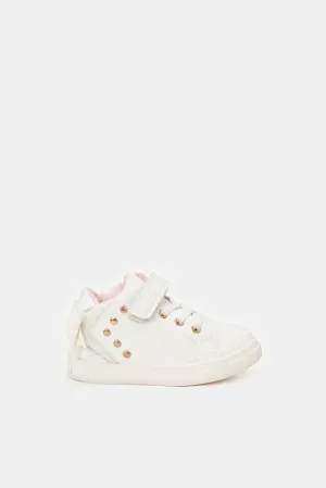 Infant White Bow Detail High-Top Sneakers