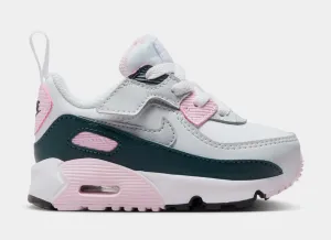 Air Max 90 EasyOn Pink Foam Infant Toddler Lifestyle Shoes (White/Pink Foam/Armory Navy/Wolf Grey)