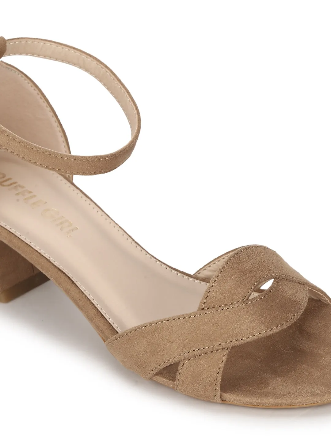 Beige Micro Low Heel Sandals