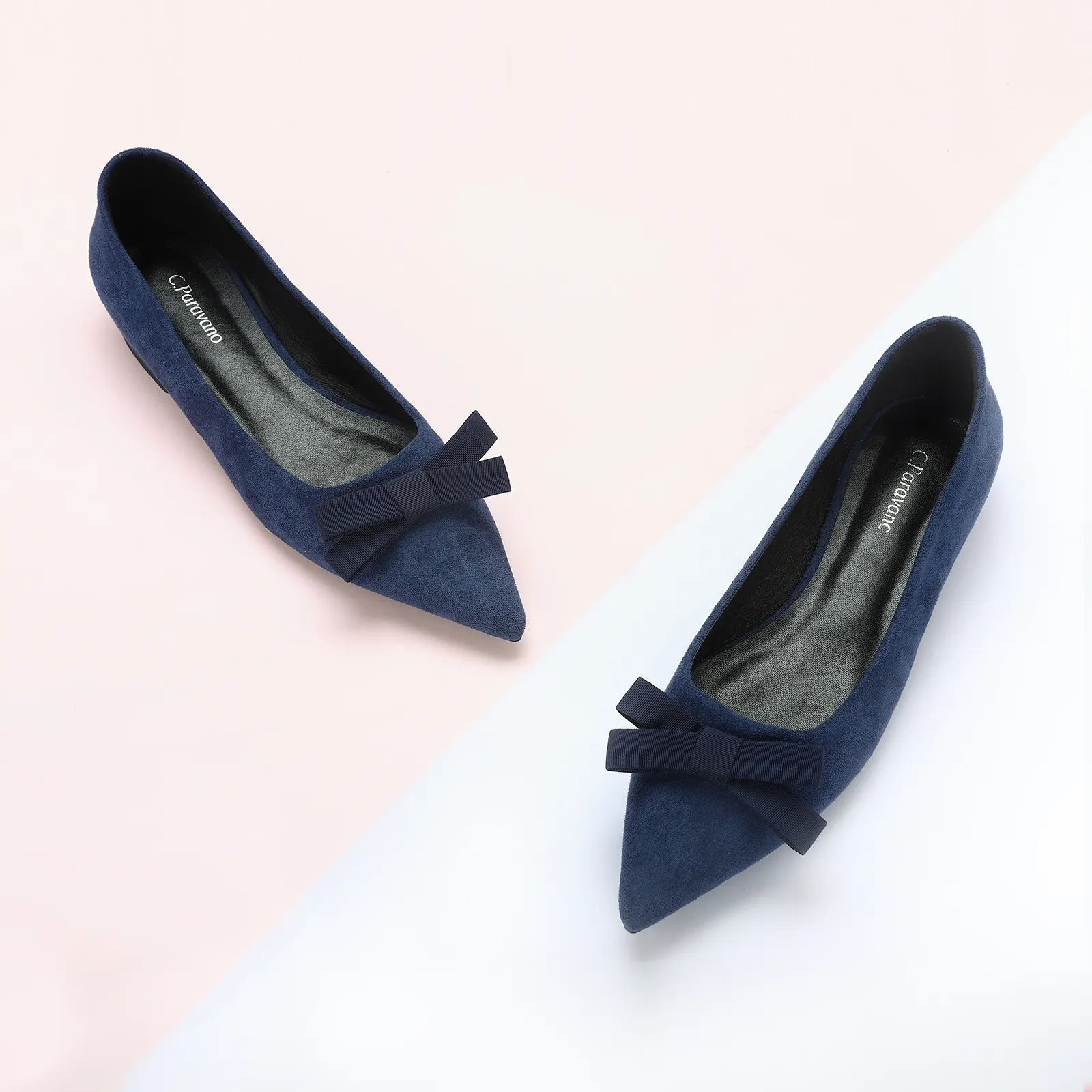 Bowknot Suede Flats (Aida) Navy