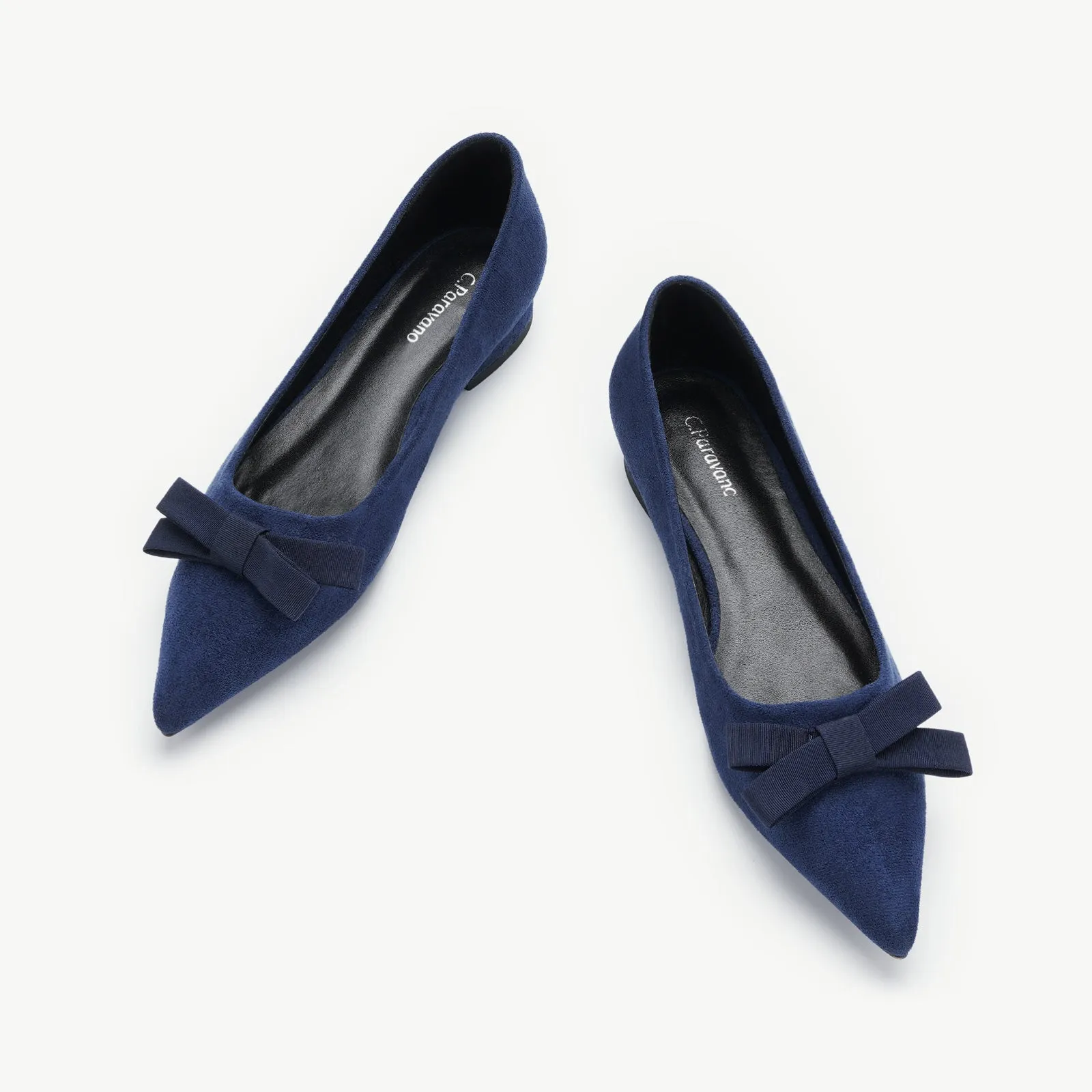 Bowknot Suede Flats (Aida) Navy