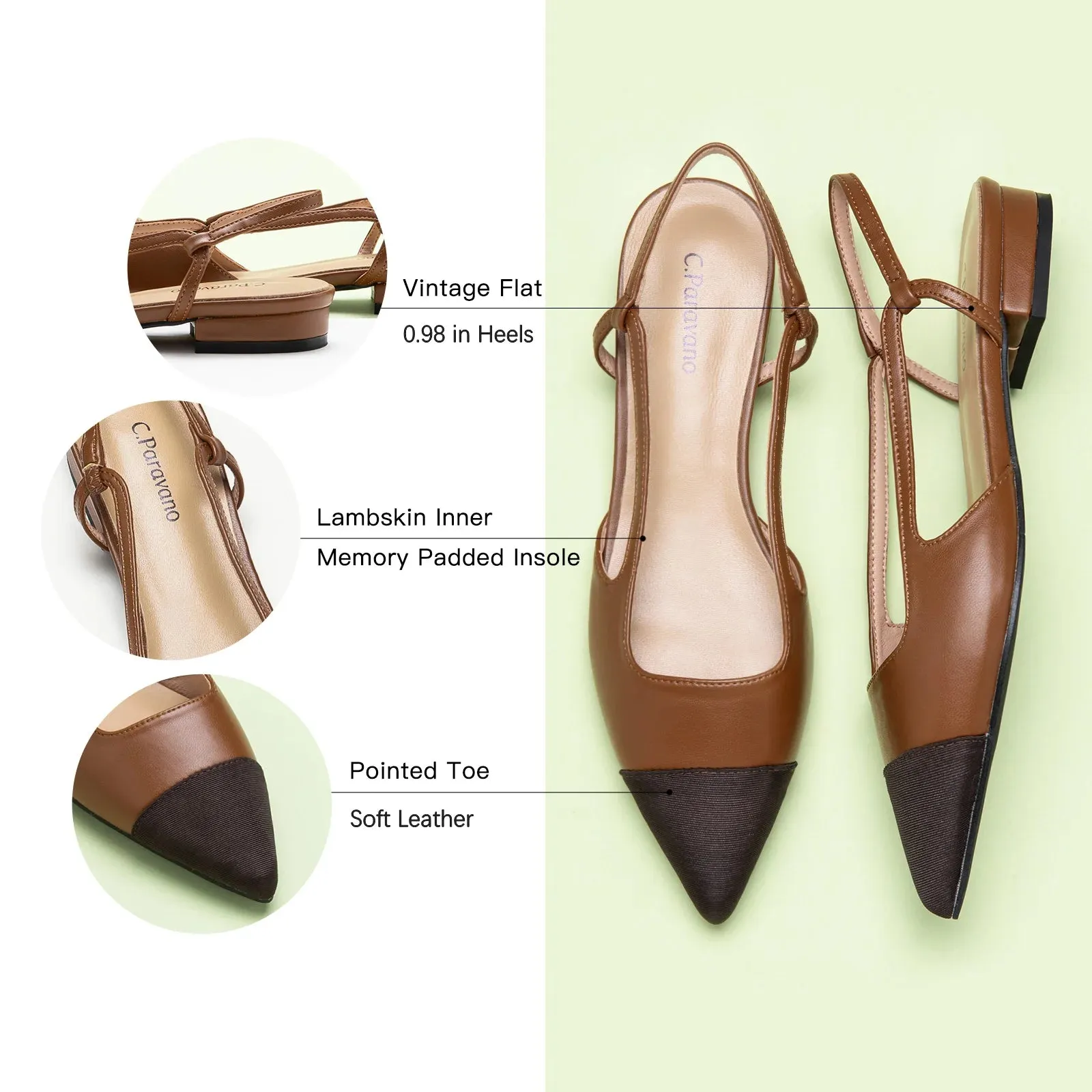 Cap-Toe Slingback Flats (Freya)