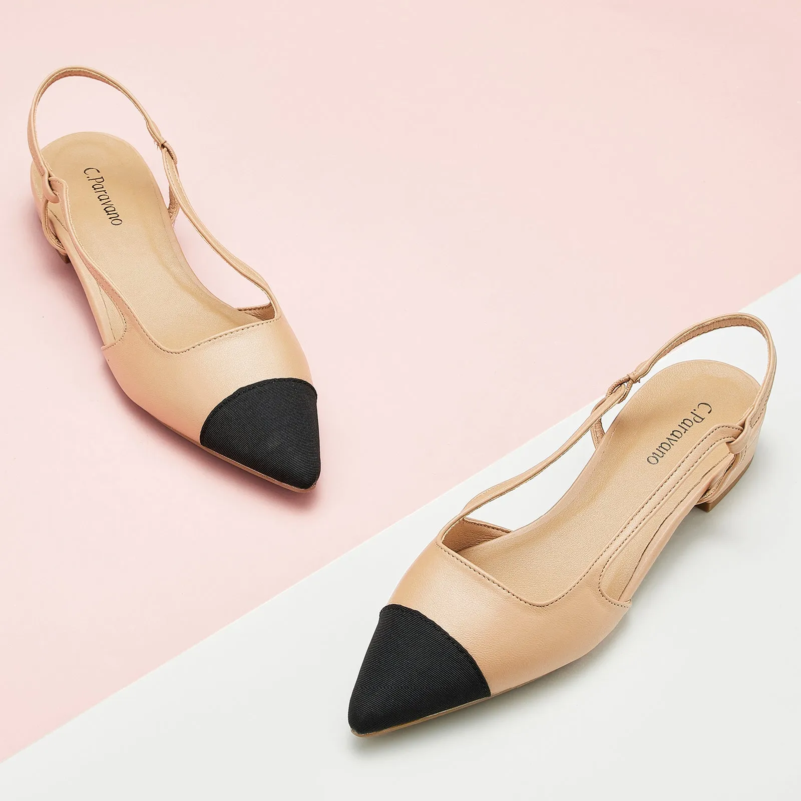 Cap-Toe Slingback Flats (Freya)