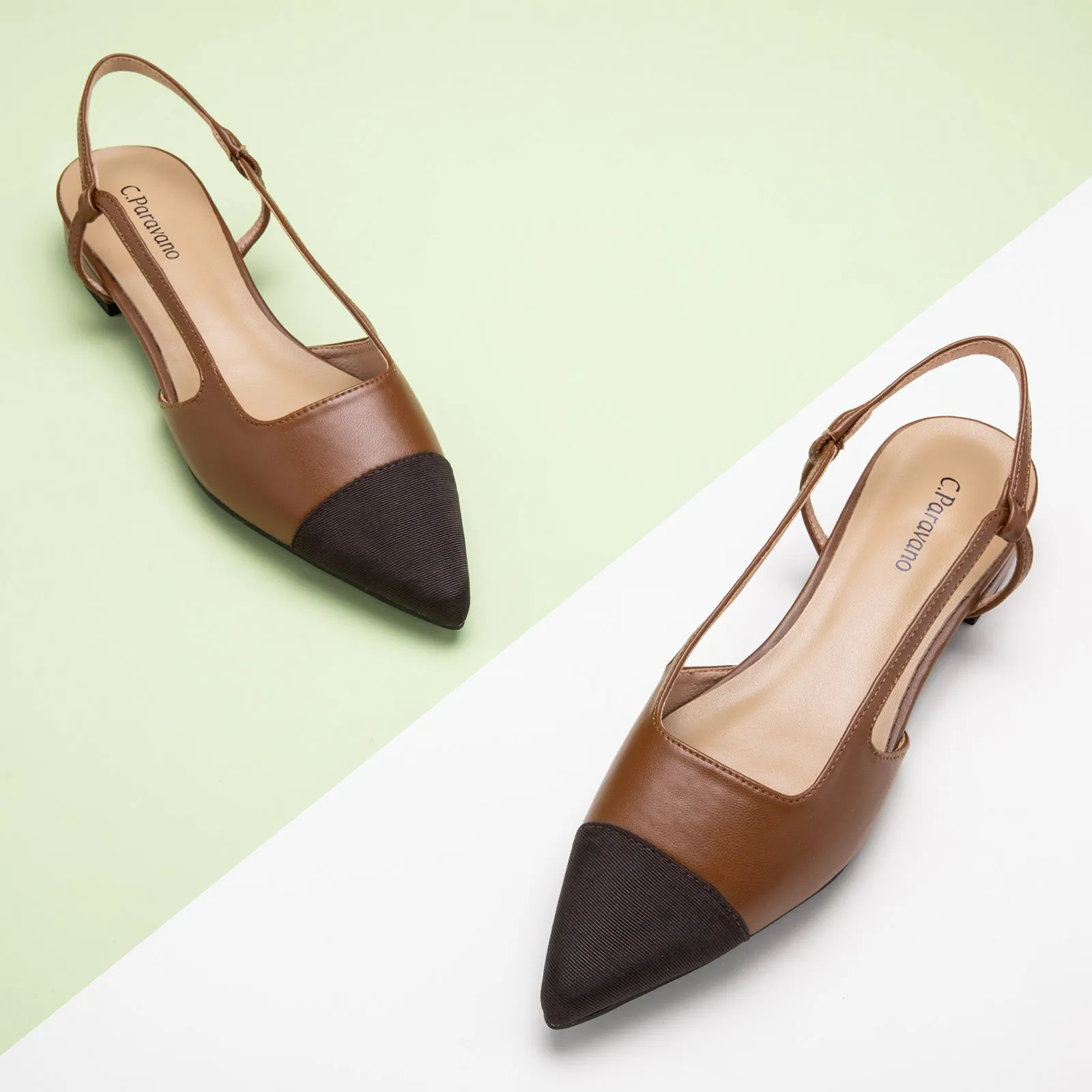 Cap-Toe Slingback Flats (Freya)