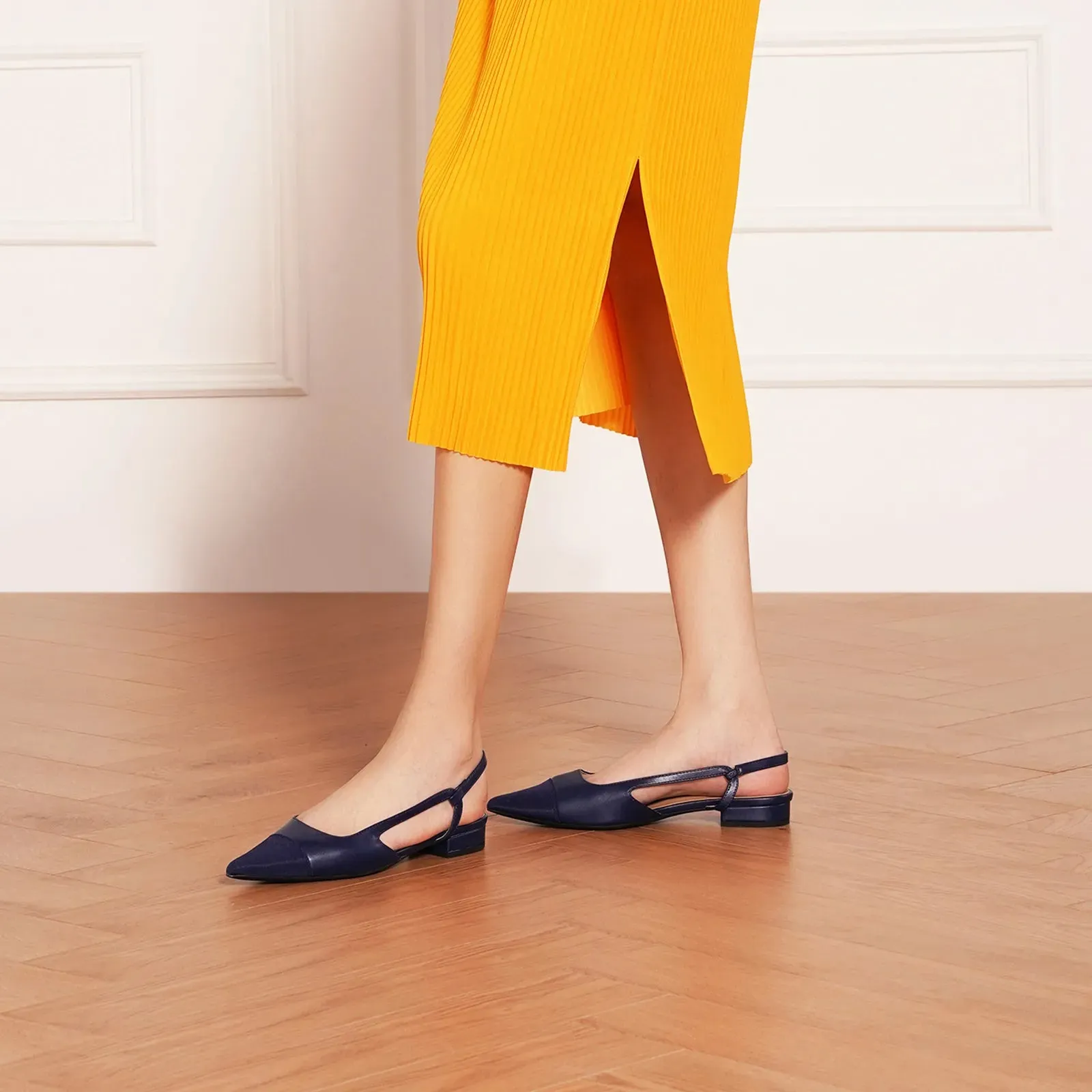 Cap-Toe Slingback Flats (Freya)