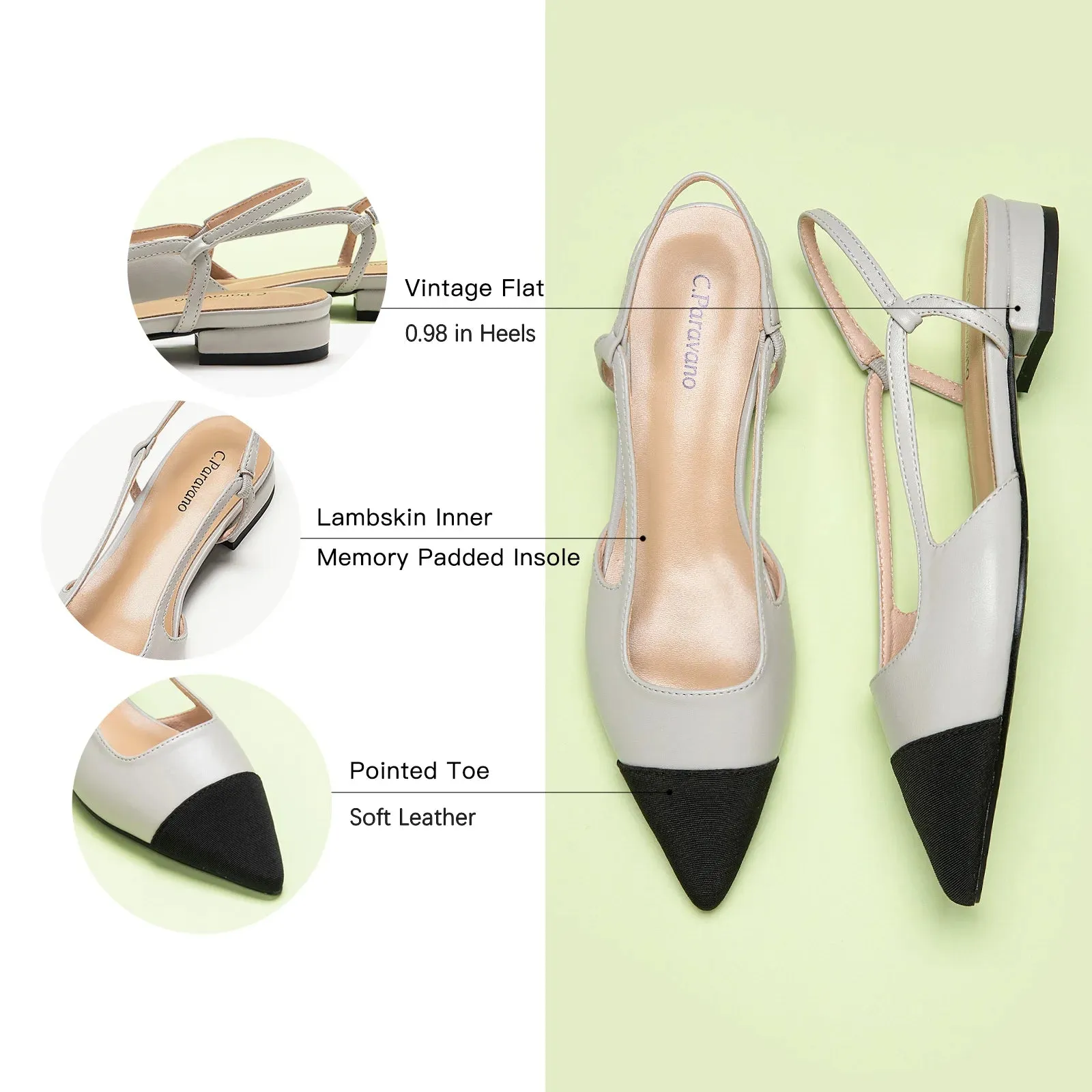 Cap-Toe Slingback Flats (Freya)