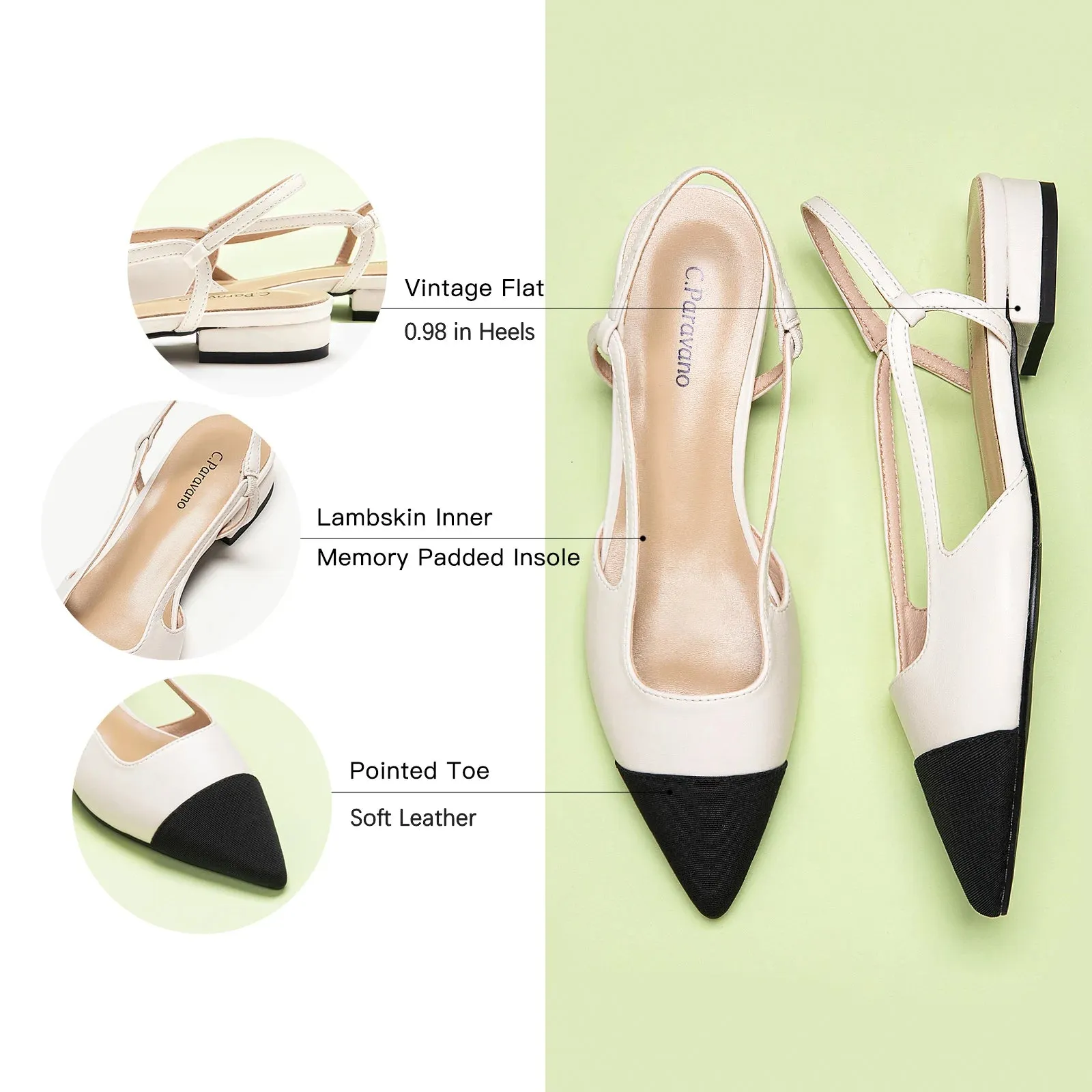 Cap-Toe Slingback Flats (Freya)