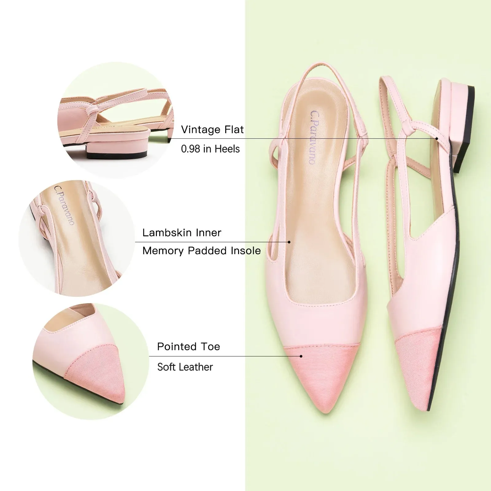 Cap-Toe Slingback Flats (Freya)