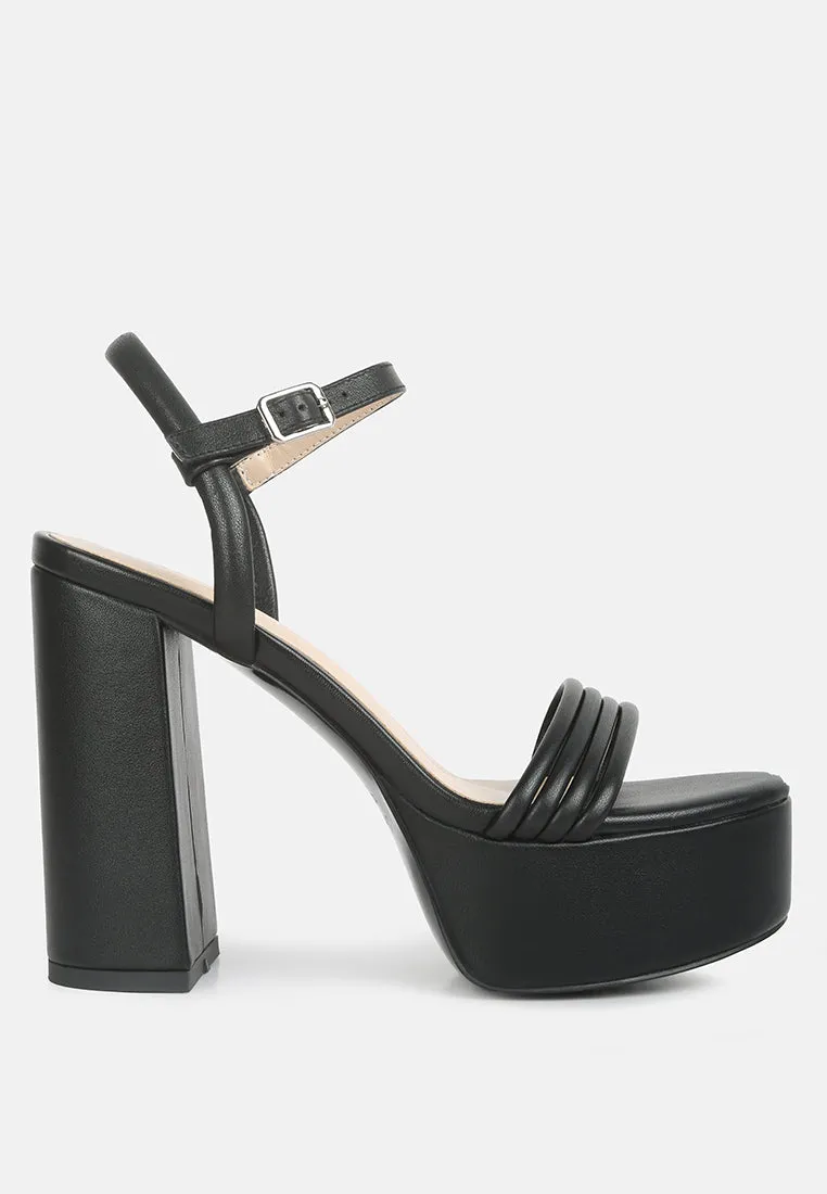 Cruella Black Block Heel Platform Sandals