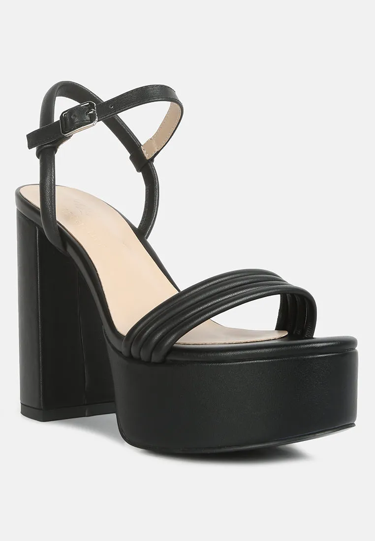 Cruella Black Block Heel Platform Sandals