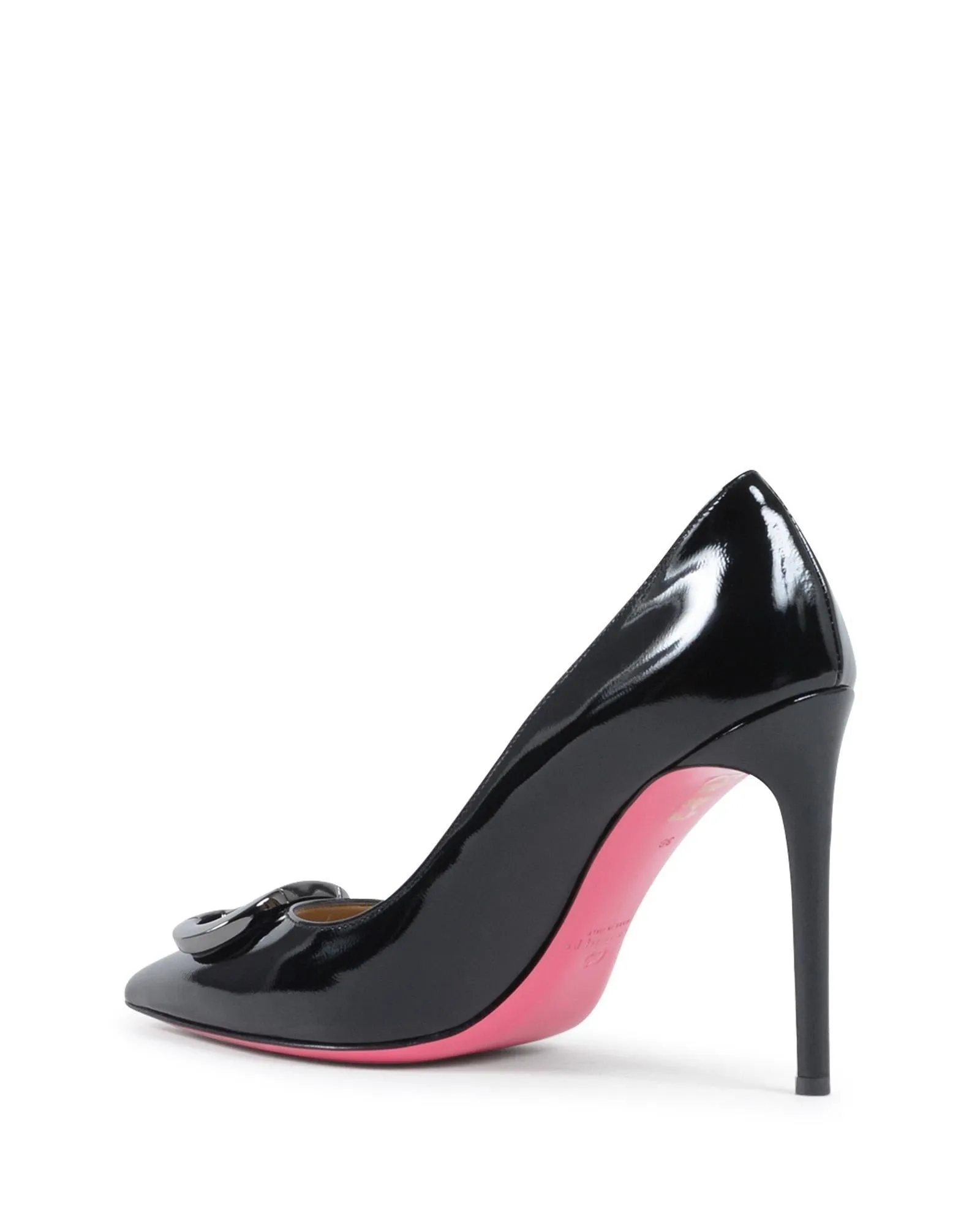 Dee Ocleppo Black Patent Leather Pumps with Signature Buckle