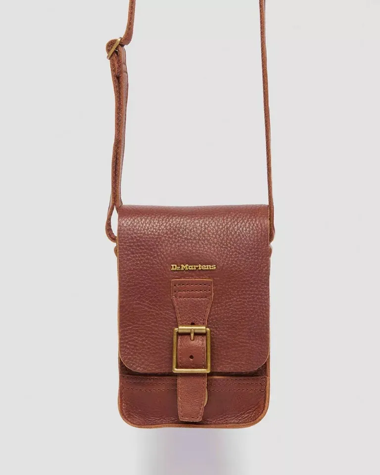 Dr Martens Ambassador Leather Reporter Bag - Cashew Brown