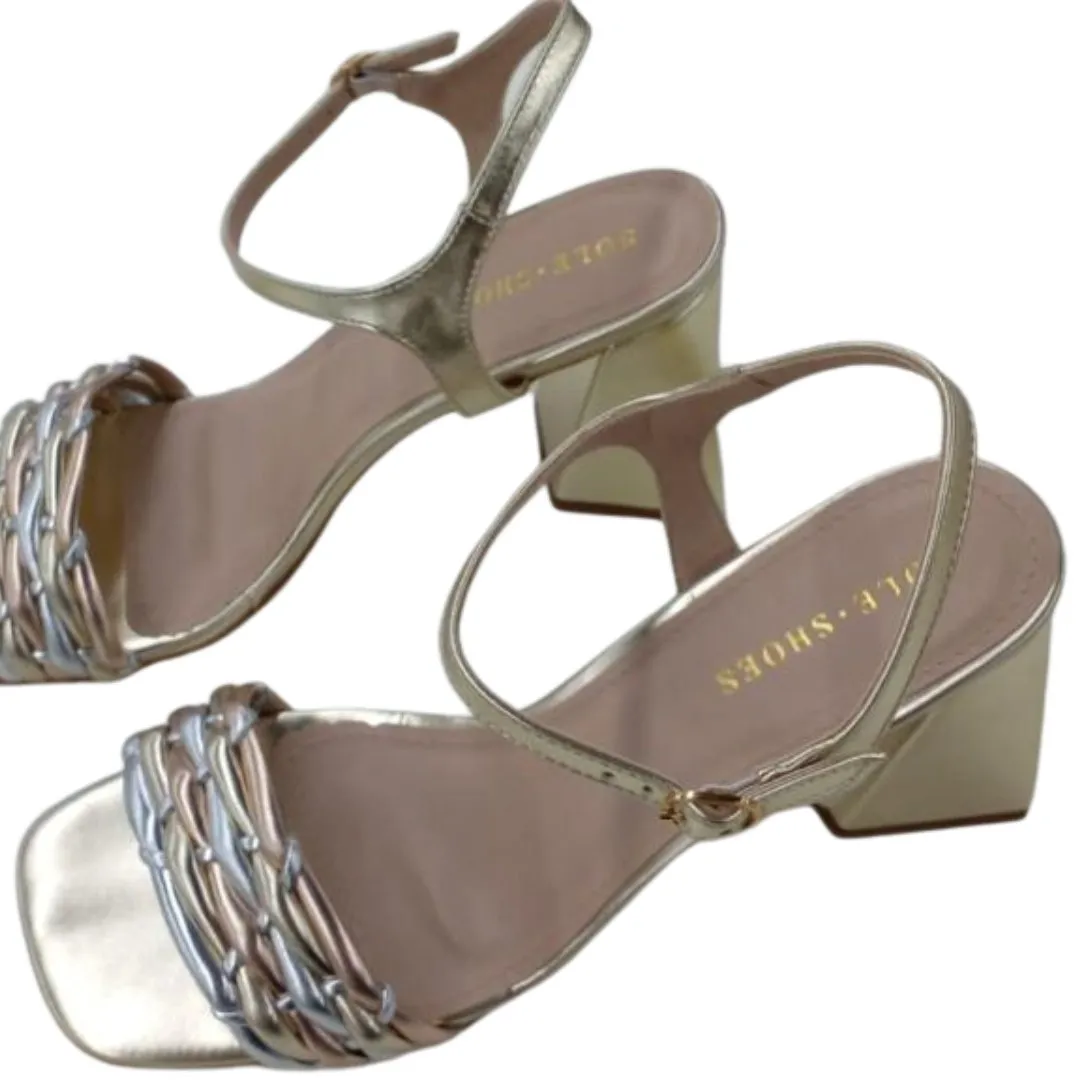 Eli Block Heel Sandal Gold Metallic