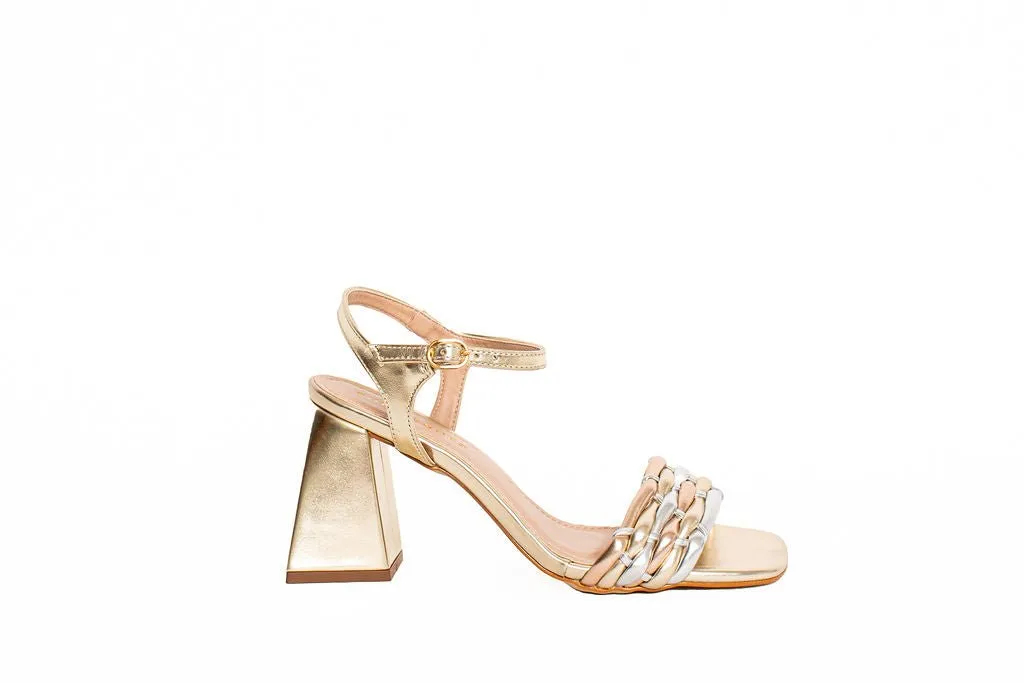 Eli Block Heel Sandal Gold Metallic