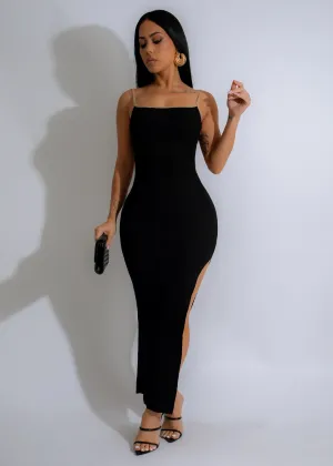 Endless Nocturnal Ribbed Maxi Dress Black