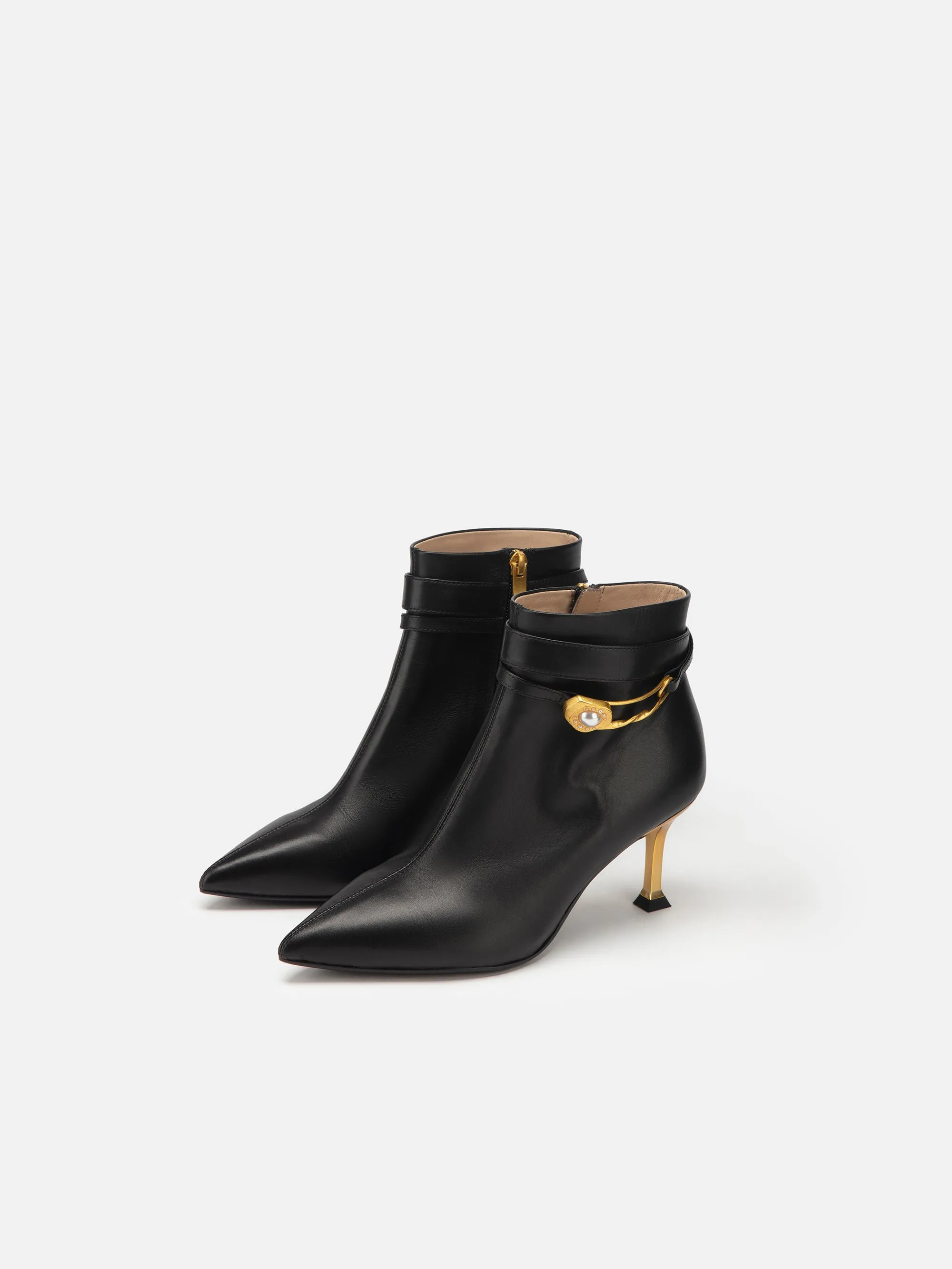 EP YAYING Pin Buckle Booties in Leather