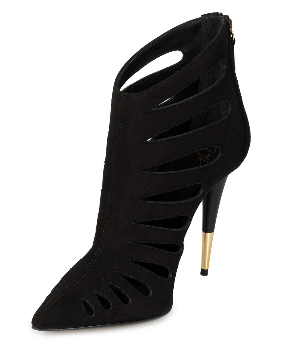 Giuseppe Zanotti Ester Black Cutout Suede 120mm Ankle Boots