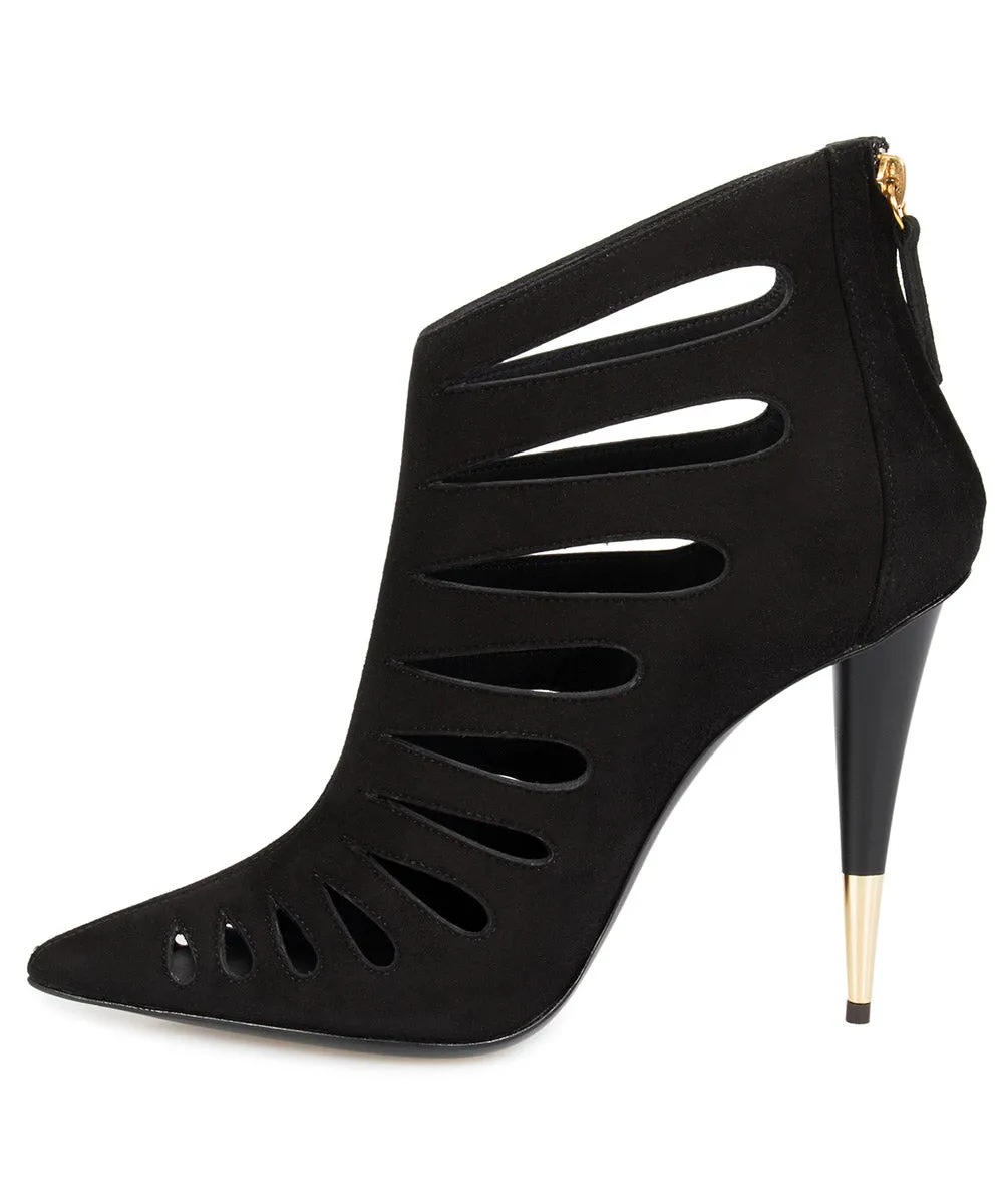 Giuseppe Zanotti Ester Black Cutout Suede 120mm Ankle Boots