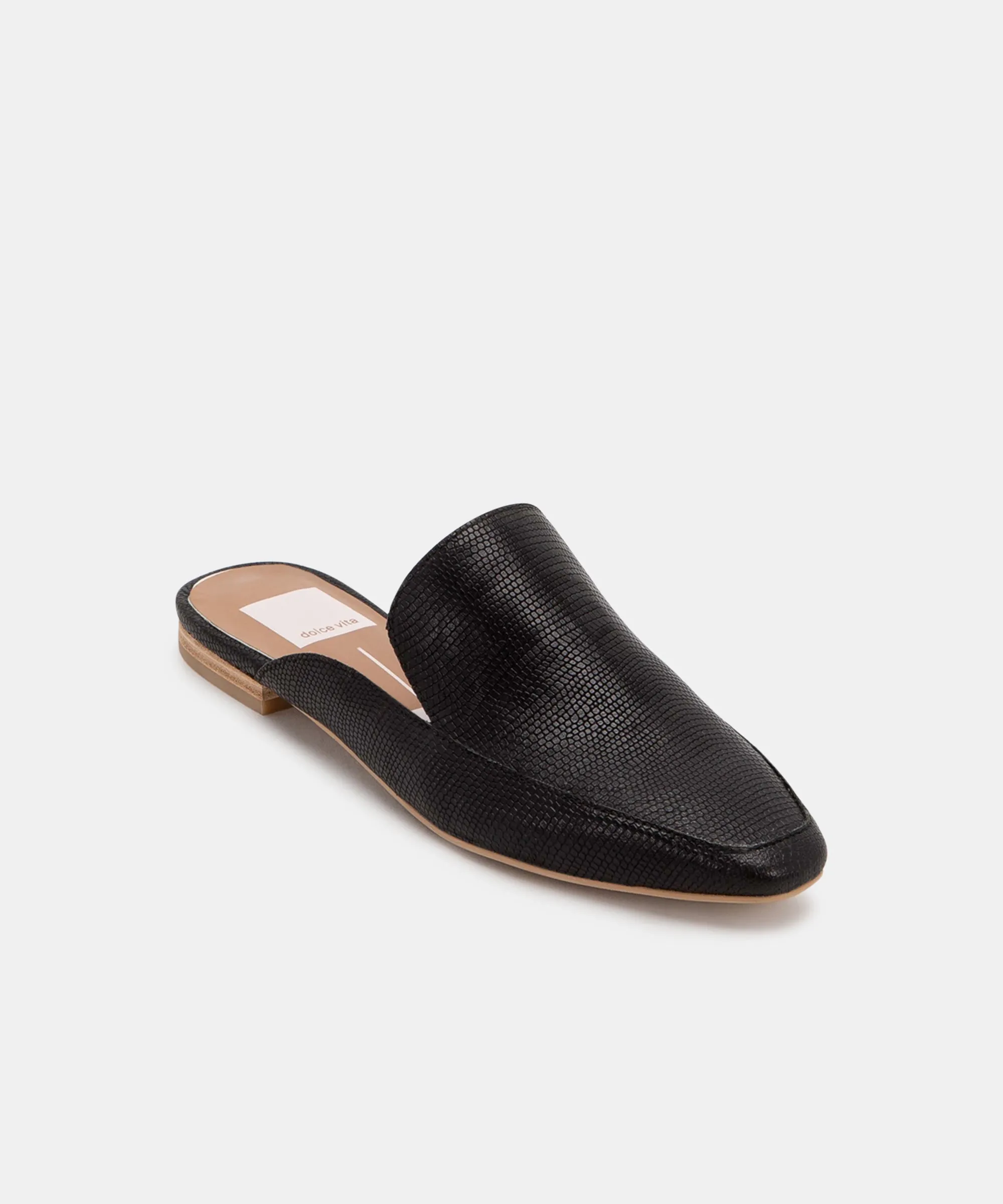 HALEE FLATS BLACK EMBOSSED LIZARD - re:vita