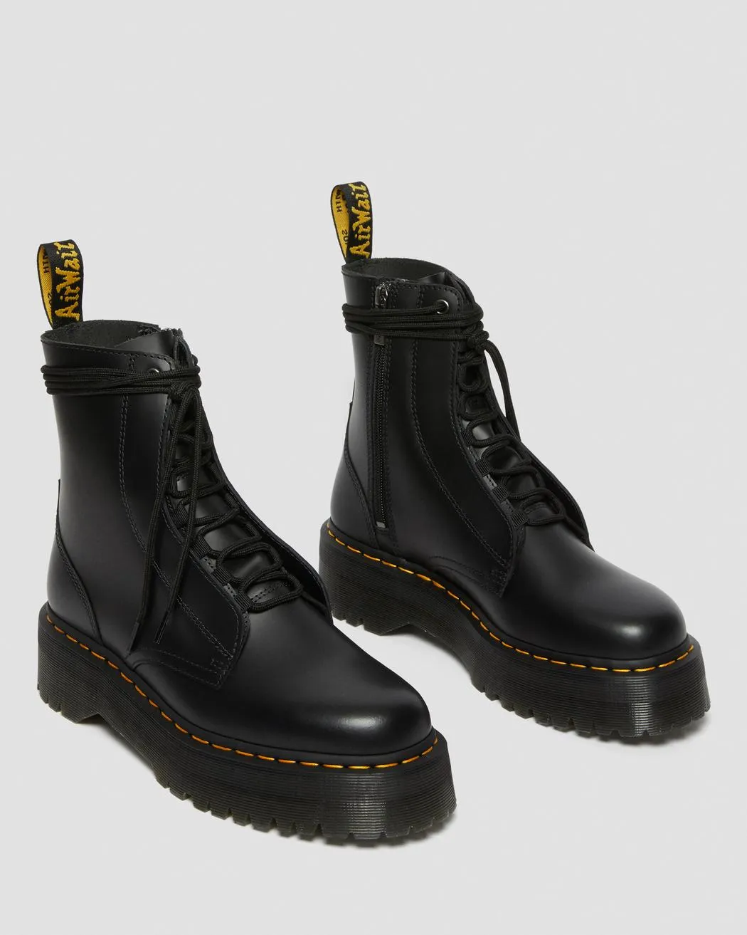 Jarrick Black Smooth Leather Platform Boots