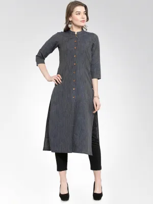 Jashvi Women Navy self design straight Kurta