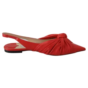 Jimmy Choo Chic Red Pointed Toe Leather Flats