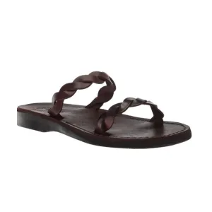 Joanna - Leather Braided Strap Sandal | Brown