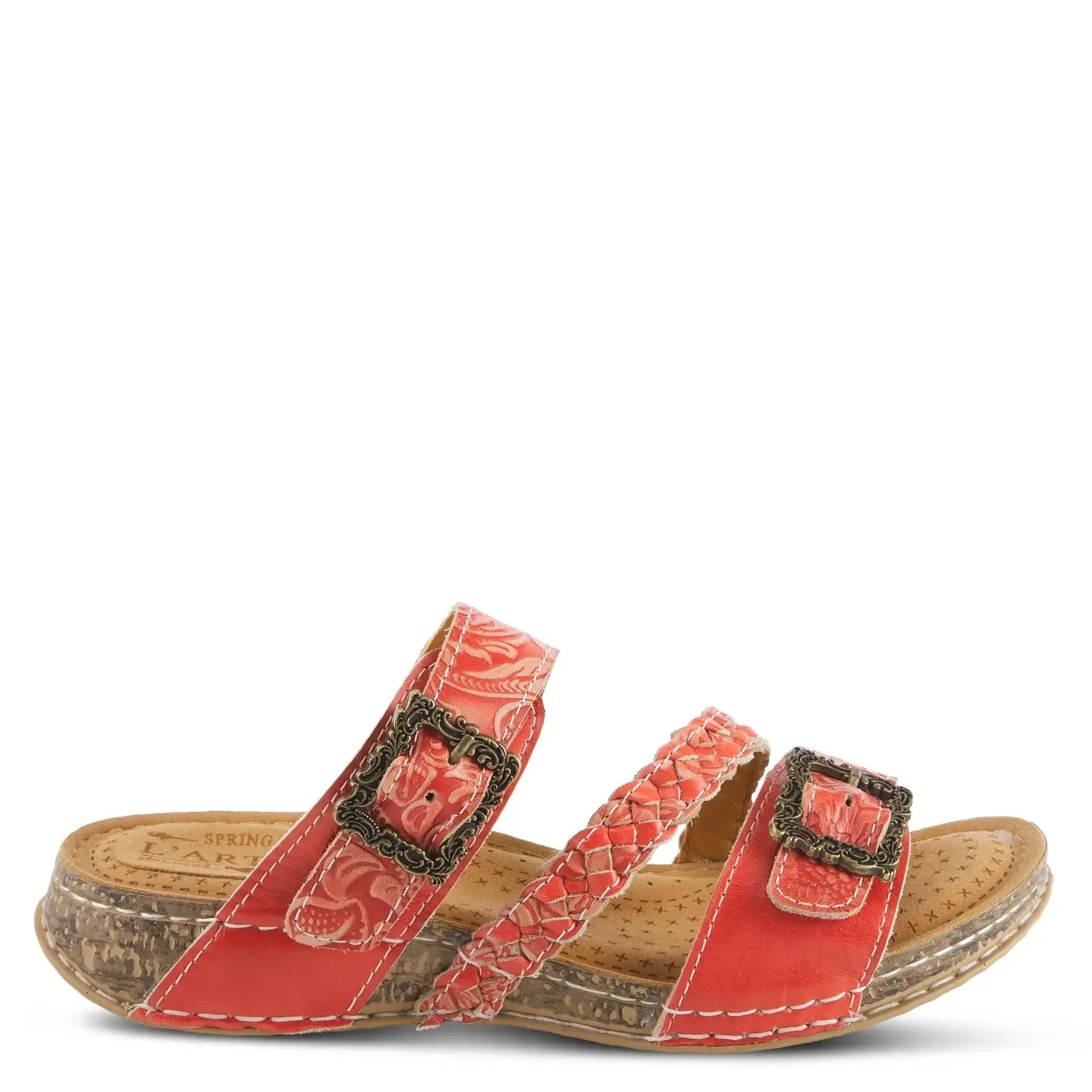 L'ARTISTE ASTRA SLIDE SANDALS - RED LEATHER