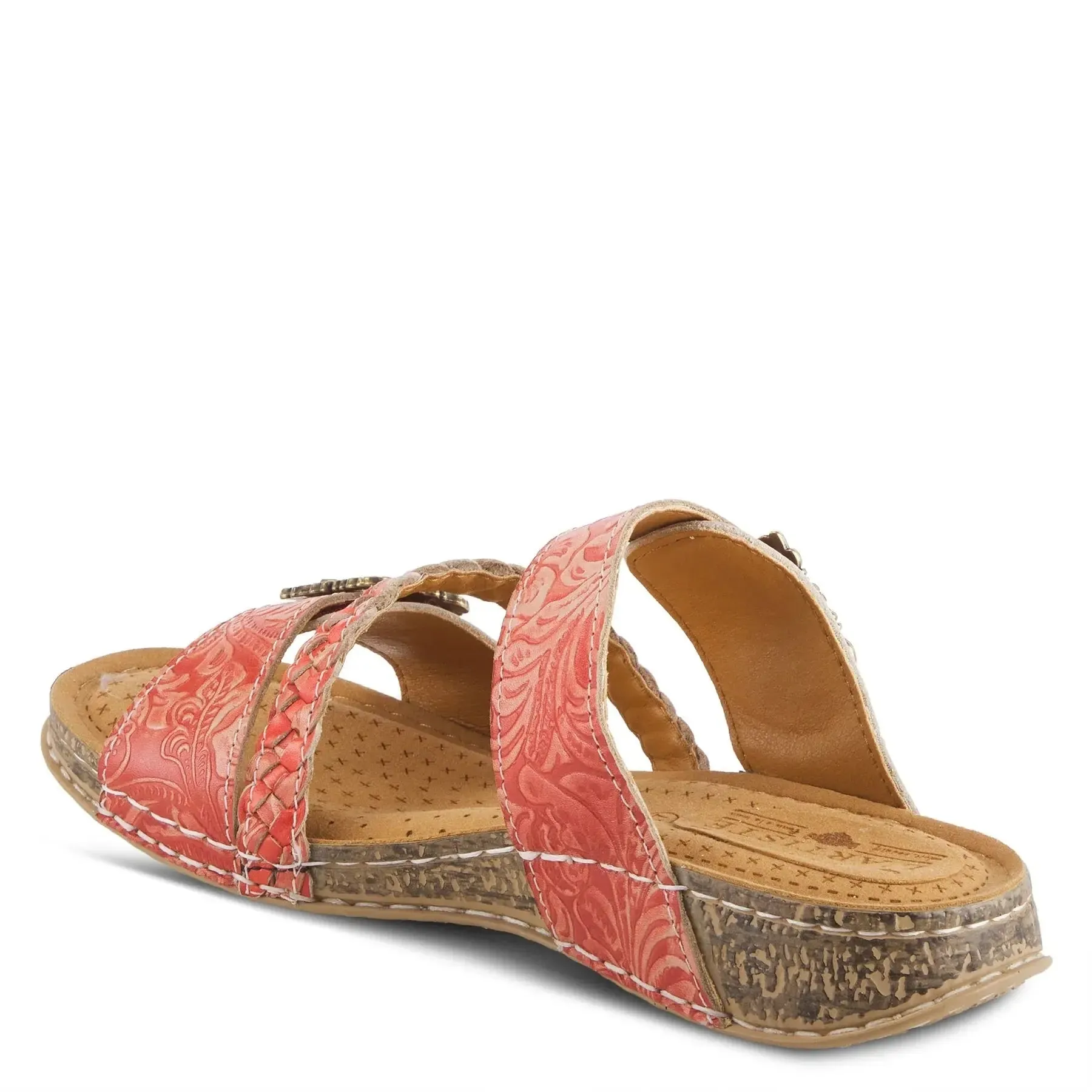 L'ARTISTE ASTRA SLIDE SANDALS - RED LEATHER