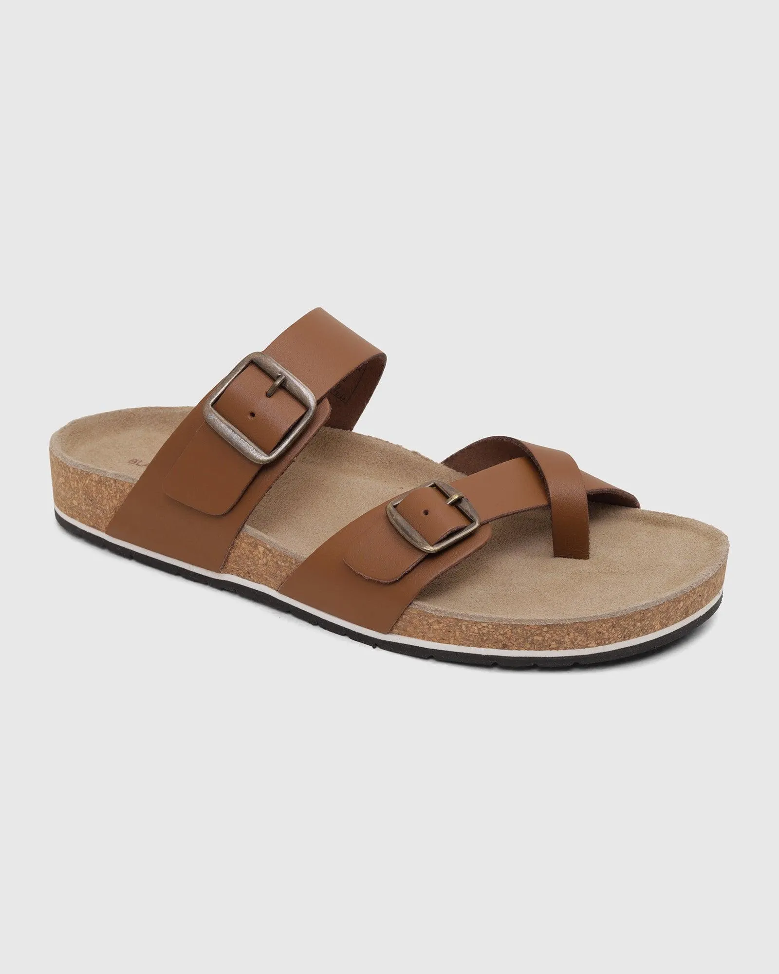 Leather Tan Solid Sandals - Sole