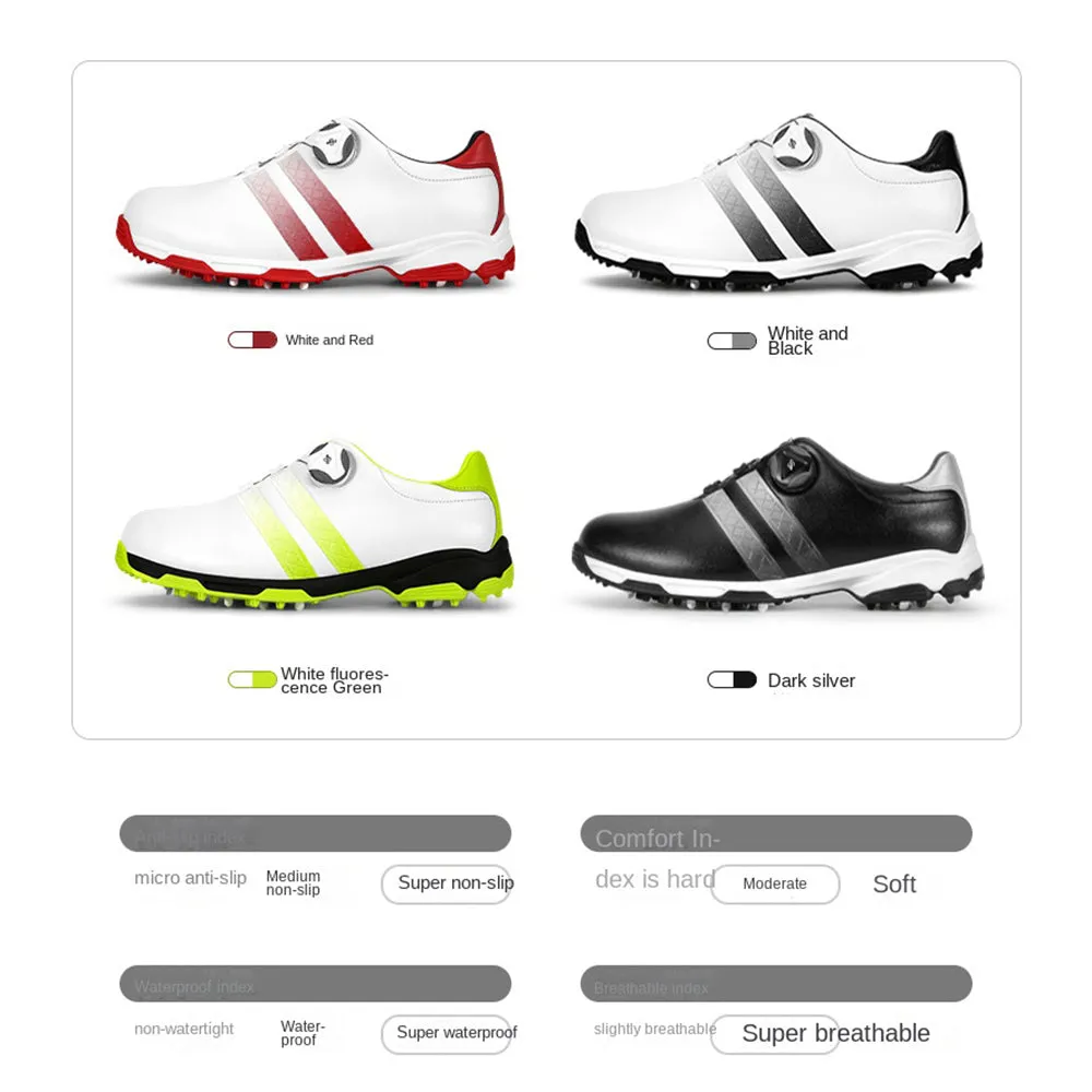 Men's Leather Fast Lacing Golf Shoes