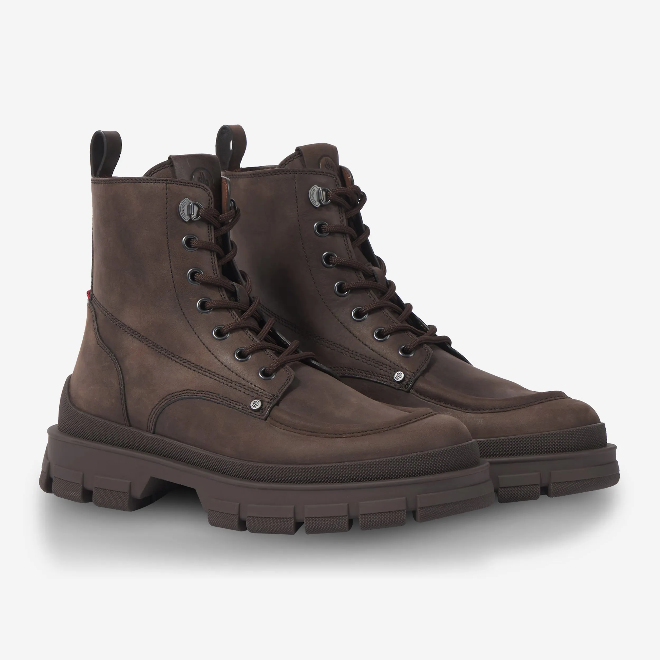 Moncler Hevea City Leather Lace-Up Boots