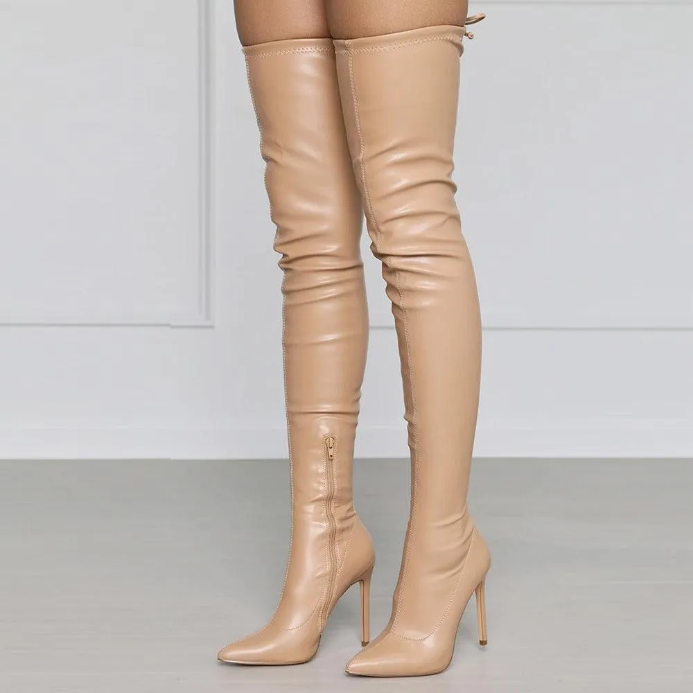 Over The Knee PU Leather Boots