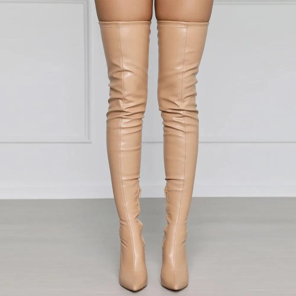 Over The Knee PU Leather Boots