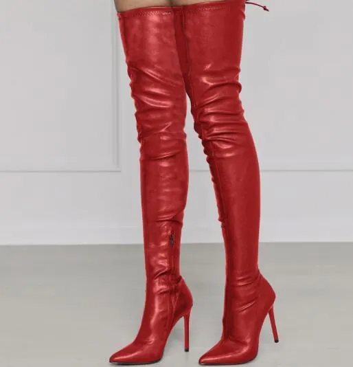 Over The Knee PU Leather Boots