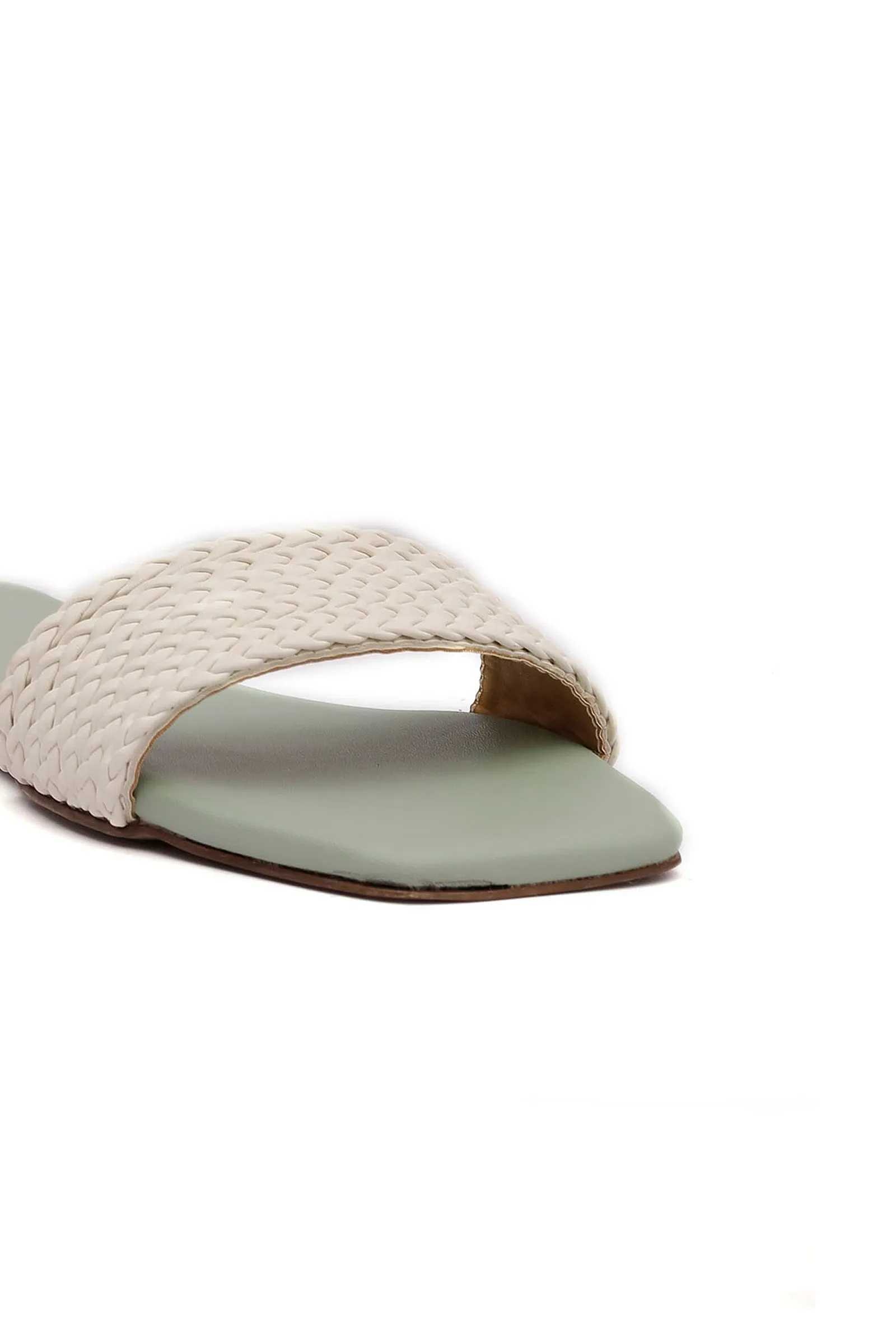 Sage Green Braided Cruelty Free Leather Flats