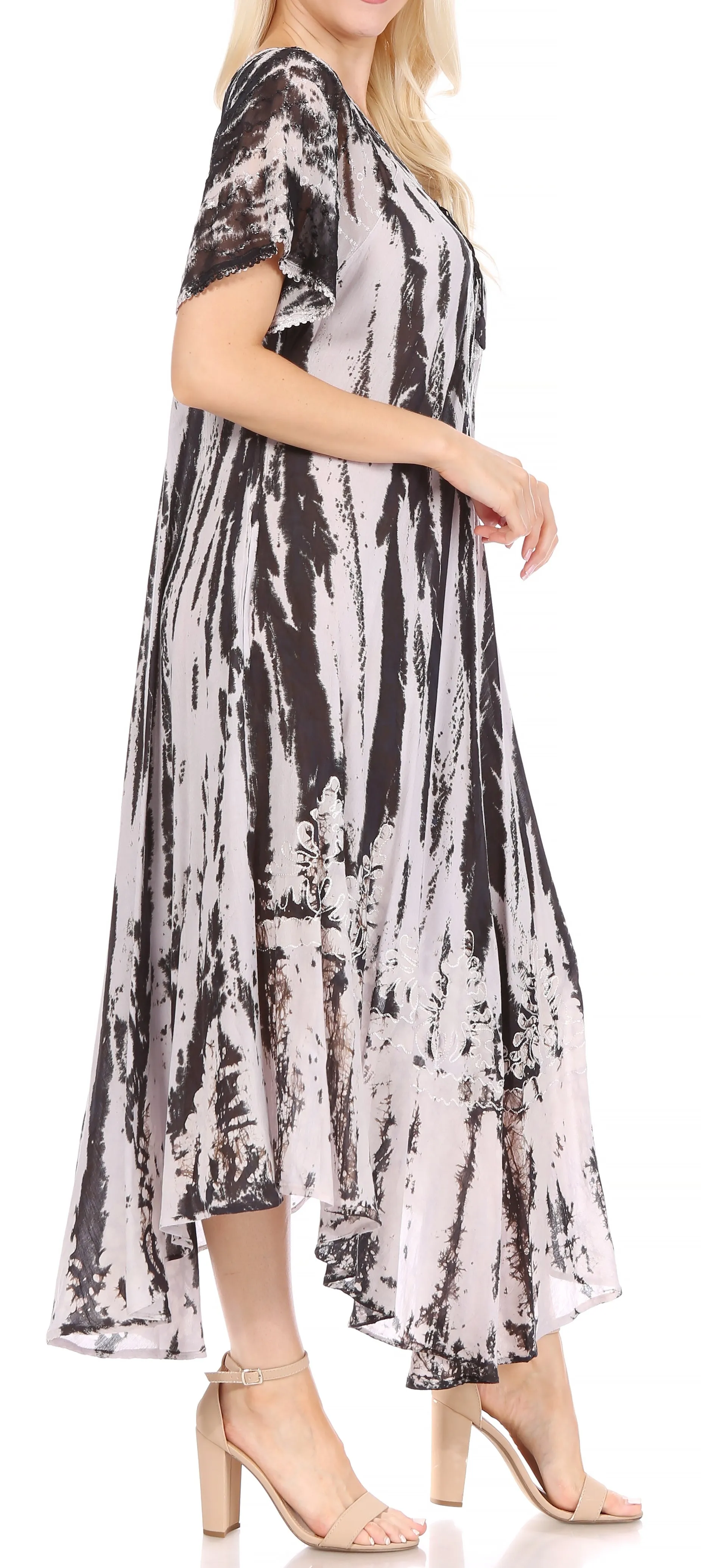 Sakkas Devora Women's Maxi NightGown Caftan Kaftan Dress Tie Dye Batik & Corset