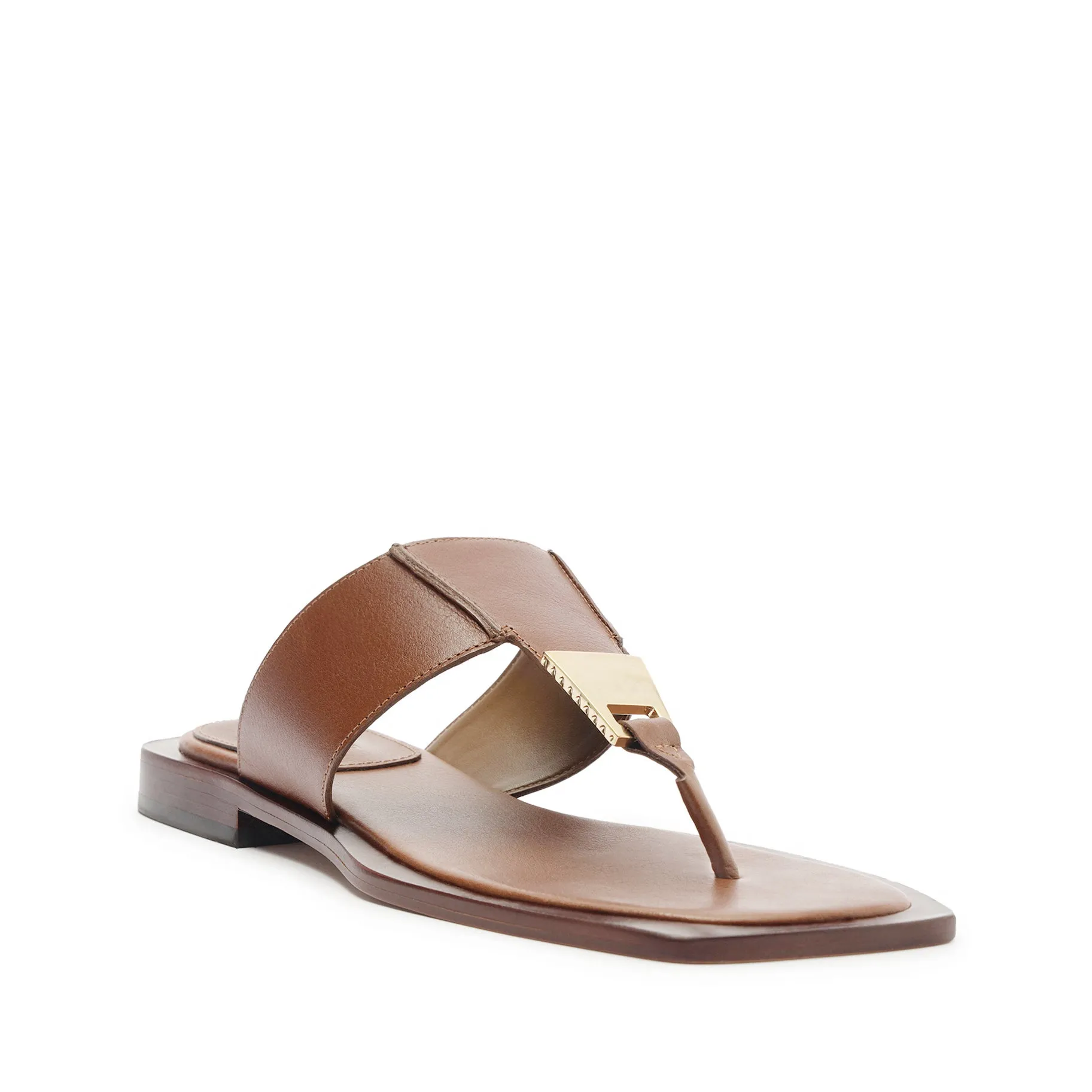 Salma Metallic Leather Flat Sandal