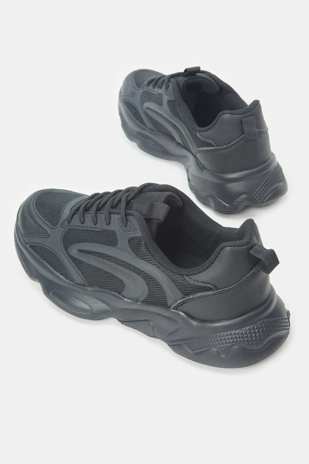 Senior Boys  Black Triple Chunky Trainer