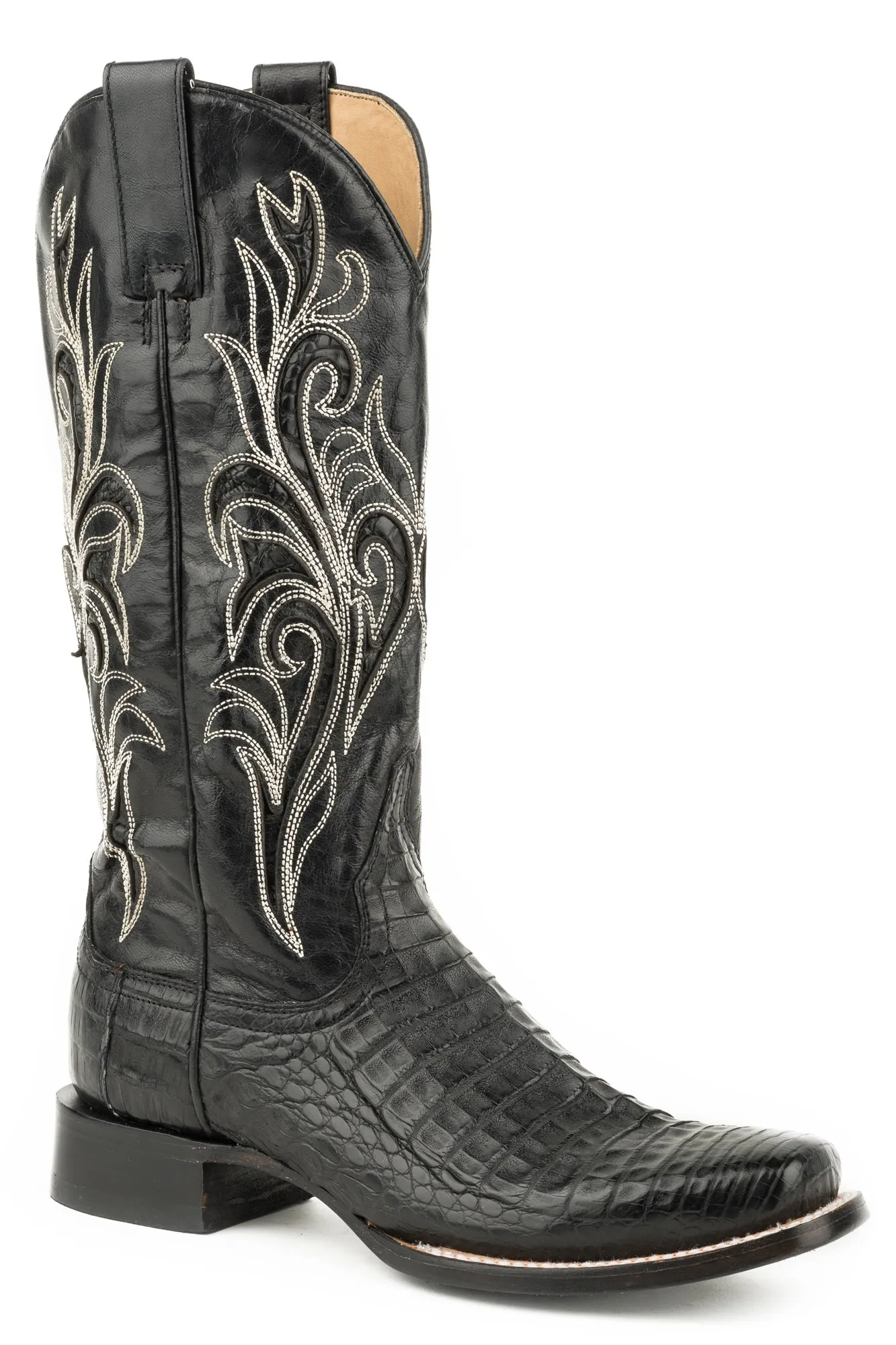 Stetson Womens Black Caiman Clarisa Cowboy Boots