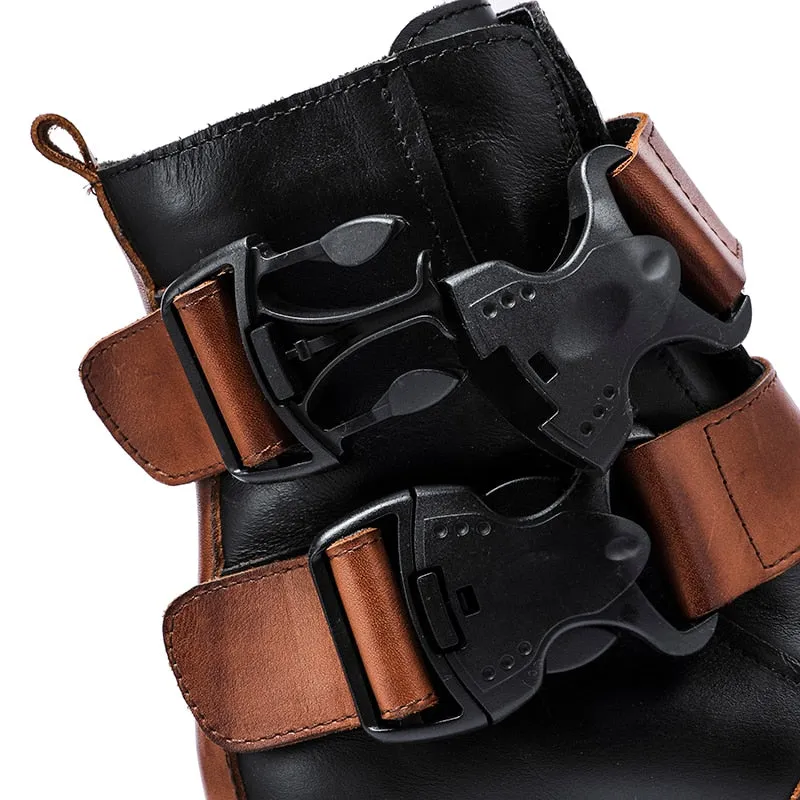 TEEK - Italian Vel Buckle Strap Motorcycle Boots