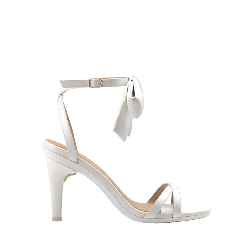 The Brynn White Satin Bow   Stiletto Heel Kit 4 White