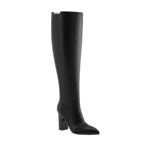 The Knee High Boot Coal Leather   Block Heel Kit 4 Coal