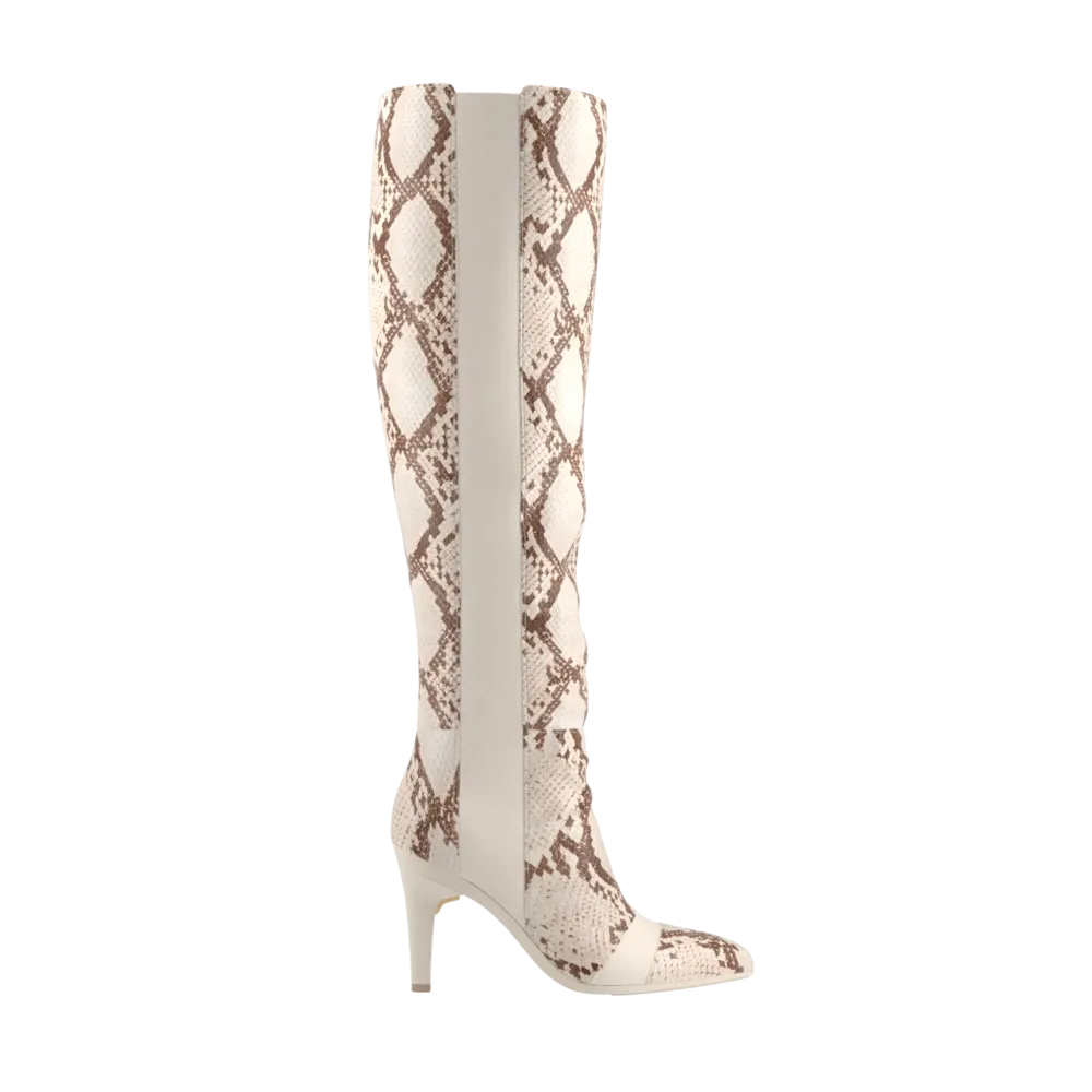 The Knee High Boot - Ivory Snakeskin 4 Stiletto