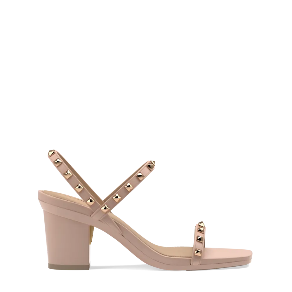 The Slingback Miranda - Taupe Blush Leather Stud   Block Heel Kit 3 Taupe Blush-FINAL SALE