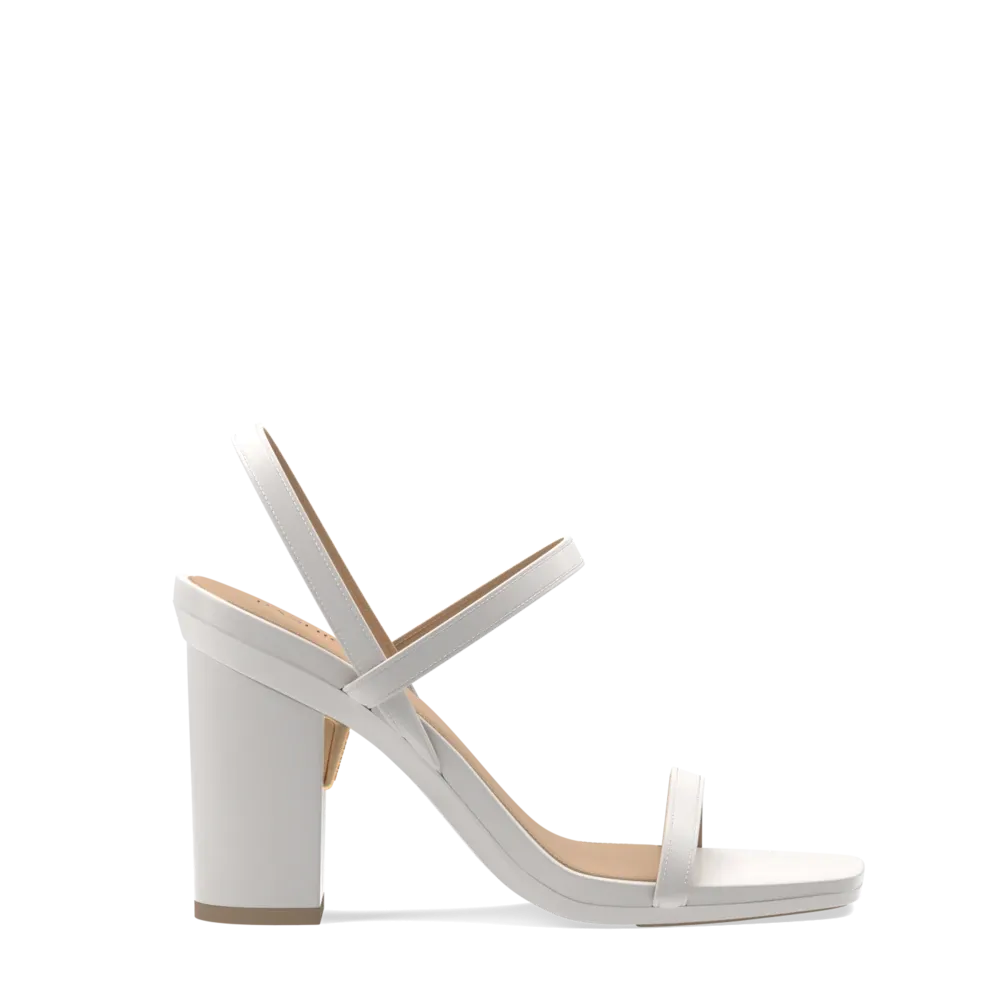 The Slingback Miranda - White   Block Heel Kit 4 White-FINAL SALE