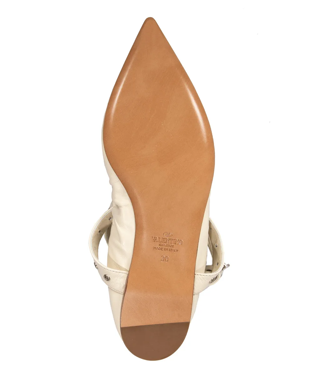 Valentino Love Latch Ballerina Flats in Off White