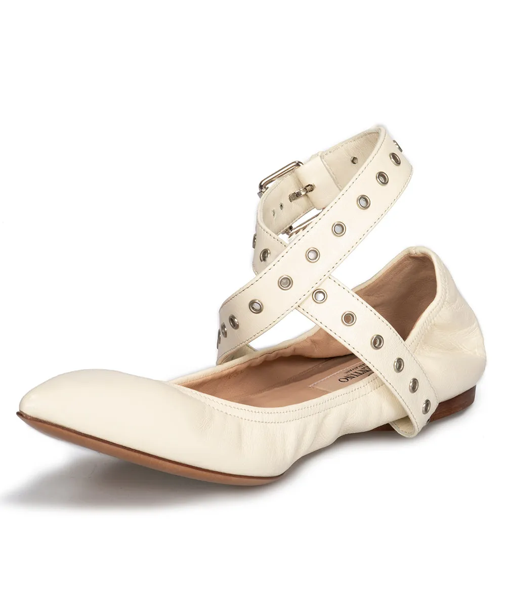 Valentino Love Latch Ballerina Flats in Off White