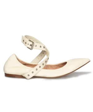 Valentino Love Latch Ballerina Flats in Off White