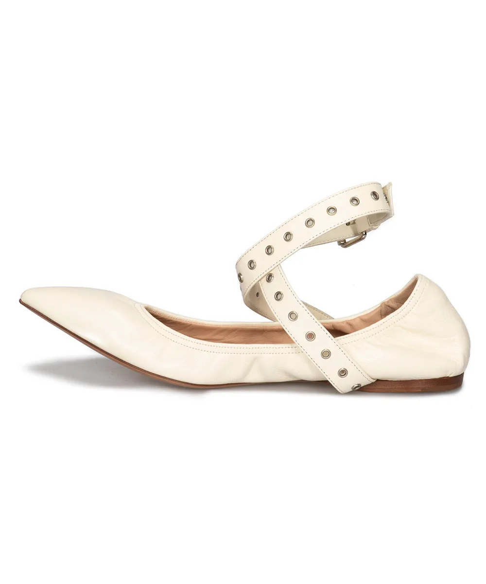 Valentino Love Latch Ballerina Flats in Off White